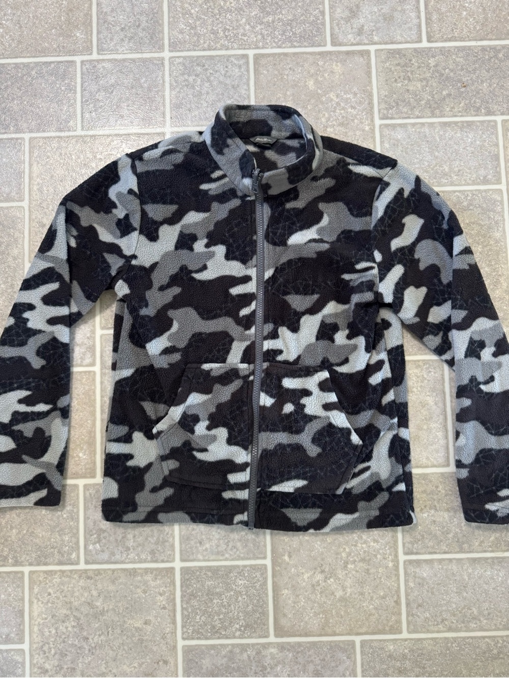 Kids' Black & Gray Camo Fleece Jacket - Full Zip